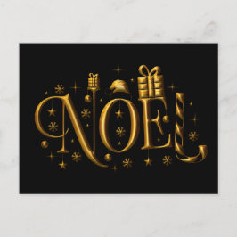 Postal Festiva Noel de oro para Navidades contemporáneos negros