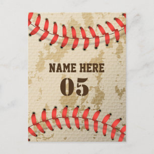 Postal Festiva Nombre de béisbol vintage personalizado número ret