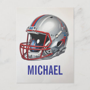Postal Festiva Nombre de Casco de Fútbol Motivacional Inspirador