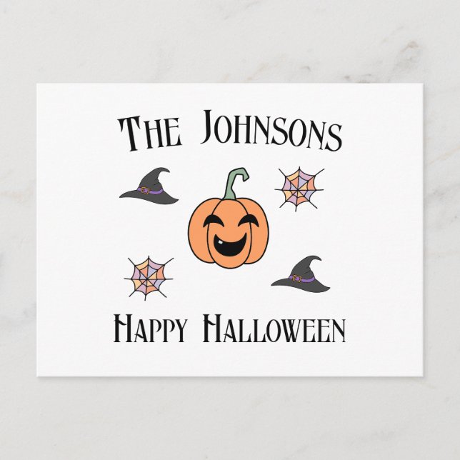Postal Festiva Nombre de familia de Halloween (Anverso)
