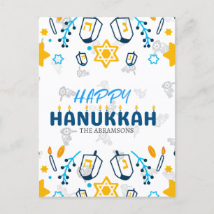 Postal Festiva Nombre de familia personalizado Happy Hanukkah
