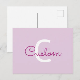 Postal Festiva Nombre del guión y monograma Magenta y morado cl