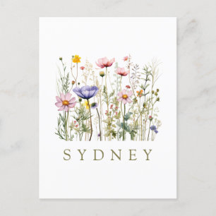 Postal Festiva Nombre personalizado de flor silvestre