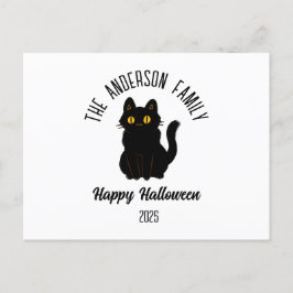Postal Festiva Nombre personalizado de gato negro asustado de Hal