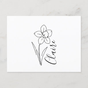 Postal Festiva Nombre personalizado Marzo daffodil Flor de nacimi