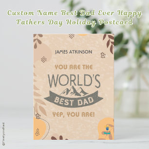 Postal Festiva Nombre Personalizado Mejor Padre Feliz Día de los 