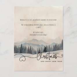 Postal Festiva Nordic Minimal Watercolor Snow Landscape Christmas