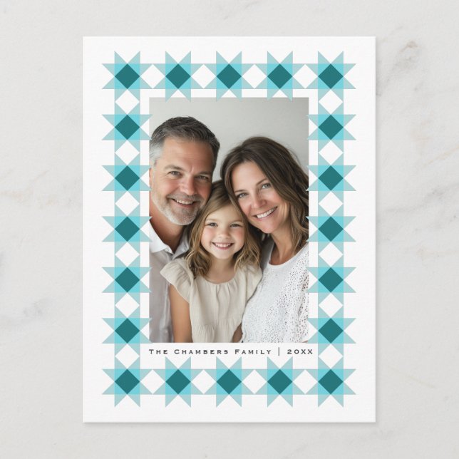 Postal Festiva Nórdico Star Frame Blue Aqua (Anverso)