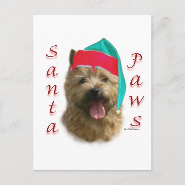 Postal Festiva Norwich Terrier Santa Paws (Anverso)
