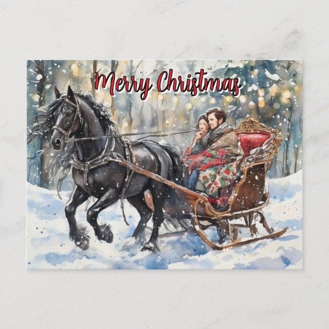 Postal Festiva Nostalgia Friesian Sleigh Ride Christmas  (Anverso)