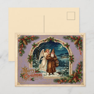 Postal Festiva Nostálgico San Nicolás y ángel victoriano