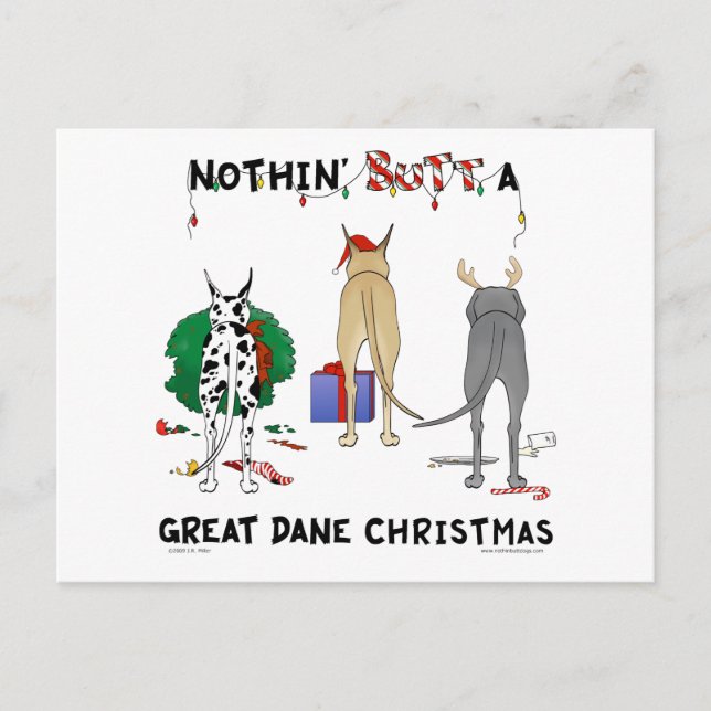 Postal Festiva Nothin' Butt A Dane Navidades (Anverso)