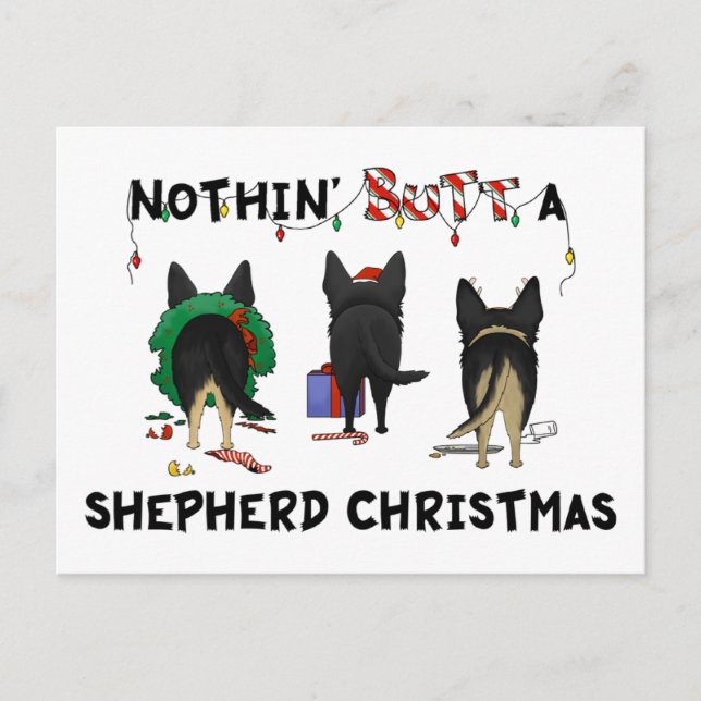 Postal Festiva Nothin' sino un pastor alemán Navidades (Anverso)
