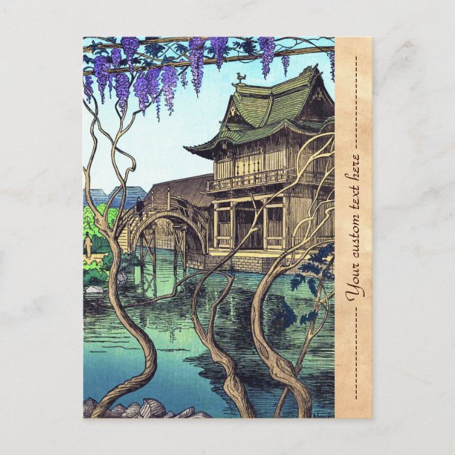 Postal Festiva Nouet Noel Kameido shin hanga paisajes japoneses (Anverso)