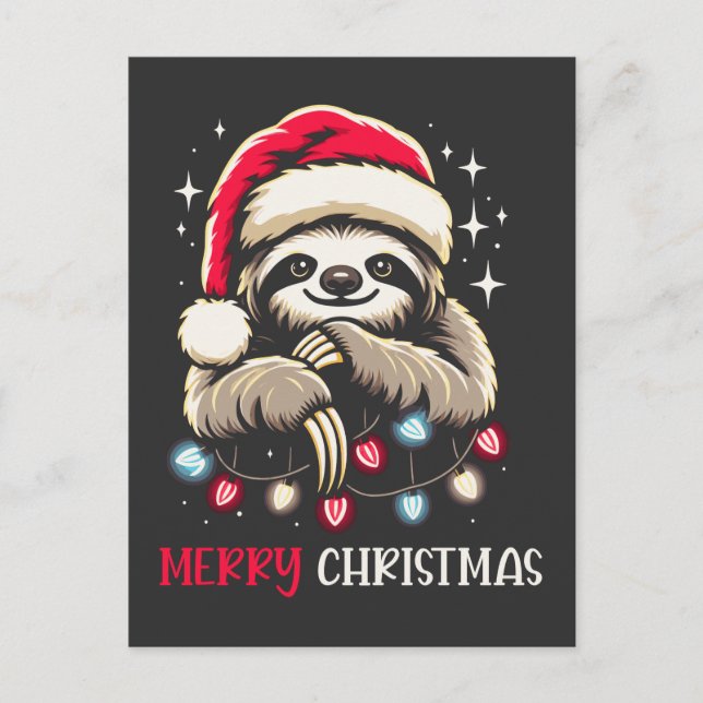 Postal Festiva Nova Sloth Festive Santa (Anverso)