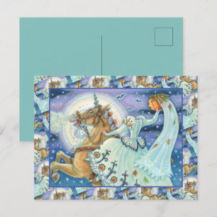 POSTAL FESTIVA NOVIA DE VACACIONES DURMIDAS, PALOMINO INOCUPADO