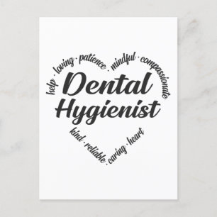 Postal Festiva Nube de Palabras de Corazón Higiénico Dental