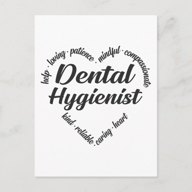 Postal Festiva Nube de Palabras de Corazón Higiénico Dental (Anverso)