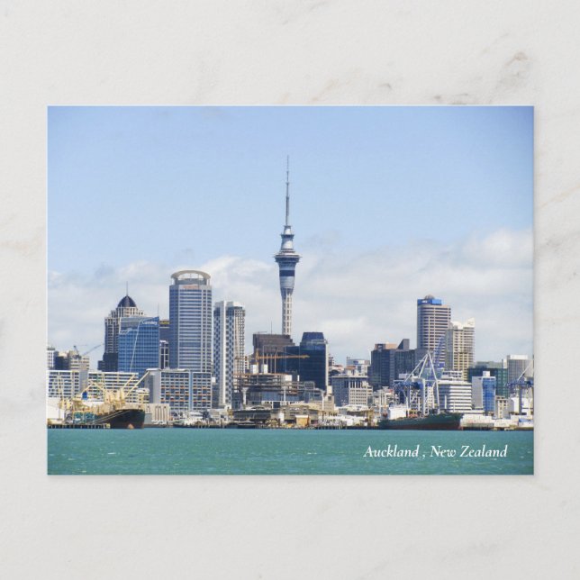 Postal Festiva Nueva Zelanda, Auckland, City Skyline (Anverso)