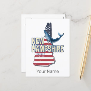 Postal Festiva Nuevo Hampshire Estados Unidos Mapa del Estado Ret