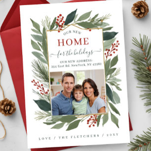 Postal Festiva Nuevo hogar para familias en invierno para movimie