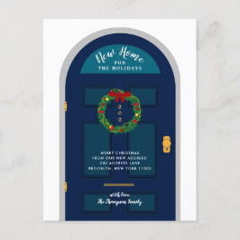 Postal Festiva Nuevo Hogar para las Fiestas Puerta Azul Navideña