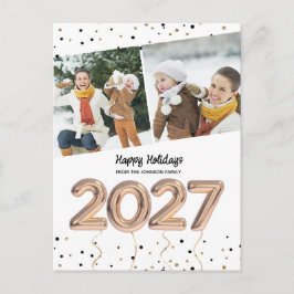 Postal Festiva Números de globos de foto de Felices Fiestas 2027