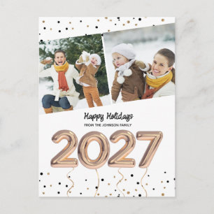 Postal Festiva Números de globos de foto de Felices Fiestas 2027