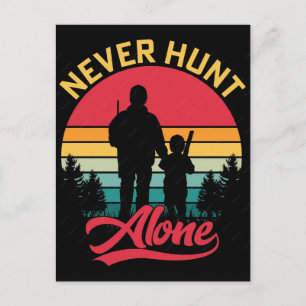 Postal Festiva Nunca cazar solo vintage caza 