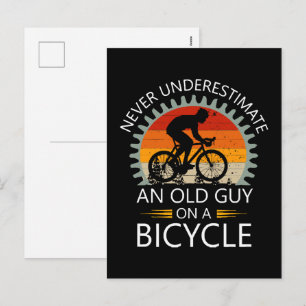 Postal Festiva Nunca Subestimes a un Viejo Tipo en una Bicicleta
