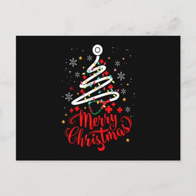Postal Festiva Nurse Christmas Tree Stethoscope RN LPN Scrub Nurs (Anverso)