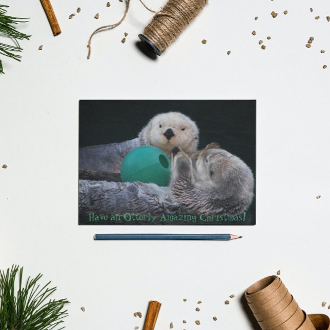 Postal Festiva Nutridas nutrias de mar asombrosas (In Situ)