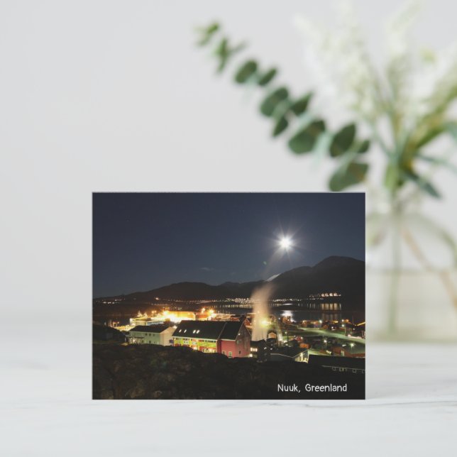 Postal Festiva Nuuk, Groenlandia Night View (Anverso de pie)
