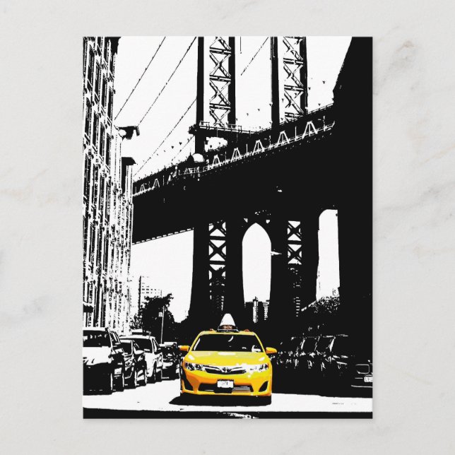 Postal Festiva Nyc Brooklyn Bridge New York City Yellow Taxi (Anverso)
