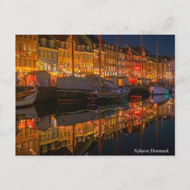 Postal Festiva Nyhavn Dinamarca Ciudad (Anverso)