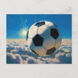 Postal Festiva Obra de arte de balón de fútbol volador (pintura a
