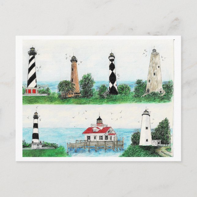 POSTAL FESTIVA OBX FAROS IMÁN (Anverso)