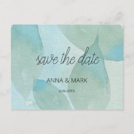 Postal Festiva Ocean Blue Green Watercolor Transparente Original