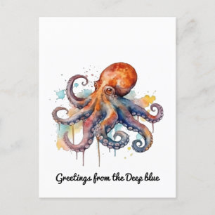 Postal Festiva Ocean Whimsy: Octopus colorido