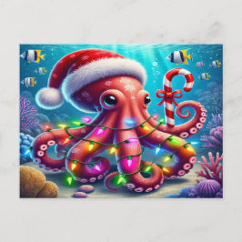 Postal Festiva Octopus navidades