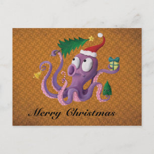 Postal Festiva Octopus navidades