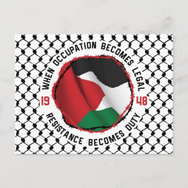 Postal Festiva Ocupación de la resistencia palestina Derechos hum (Anverso)