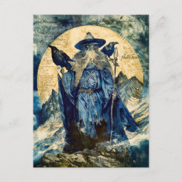 Postal Festiva Odin el Ojo con sus dos Ravens