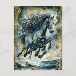 Postal Festiva Odins Sleipnir el caballo de ocho patas