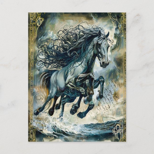 Postal Festiva Odins Sleipnir el caballo de ocho patas (Anverso)