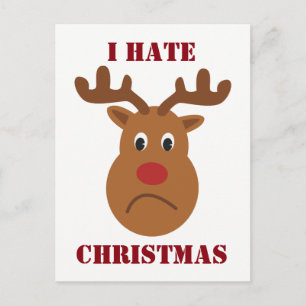 Postal Festiva Odio a los Navidades tristes renos Postcard