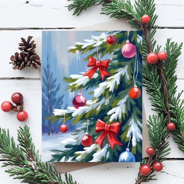 Postal Festiva Oh Christmas Tree Watercolor Painting (Subido por el creador)
