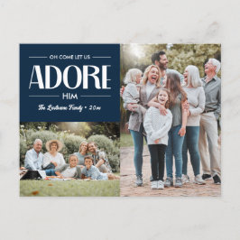 Postal Festiva Oh Come Déjennos Adorarle a él NAVY Christian 2 Fo