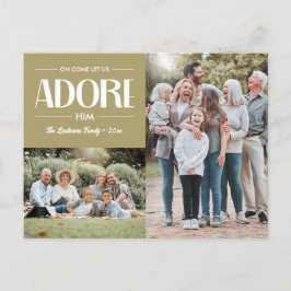 Postal Festiva Oh Come Let Us Adore Him TAN Christian 2 Photo