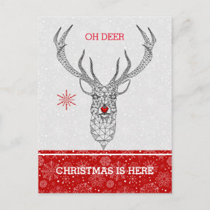 Postal Festiva Oh Navidades de venados aquí